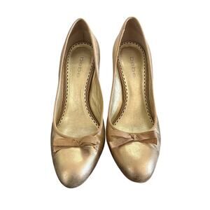 gold Bebe high-heel pumps with a bow detail Size 8